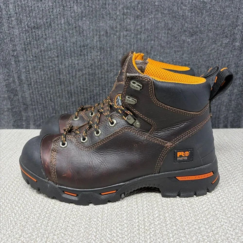 Timberland Pro Endurance 6” Steel Safety Toe Work Boots Brown Leather Mens 10 M